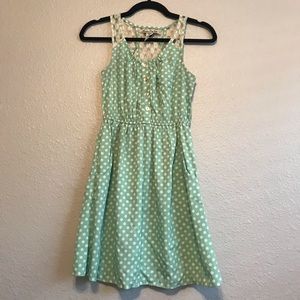 American Rag Polka Dot Lace Detail Dress | Teal